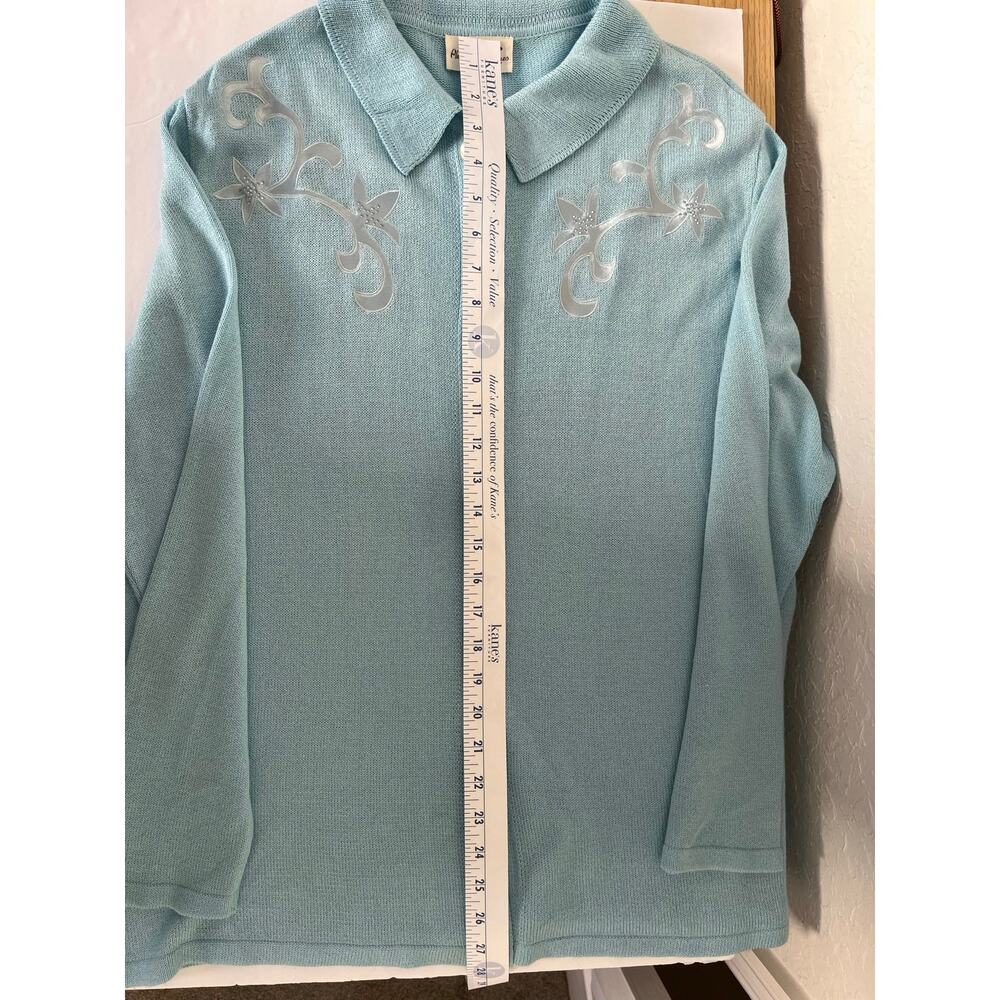 Philippe Marques Light Blue Knit Button Front Top… - image 6